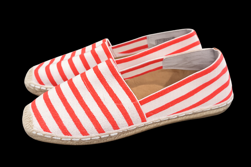 Striped Espadrille Slip On Flats Red White Canvas Size 7.5